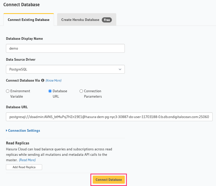 Database setup