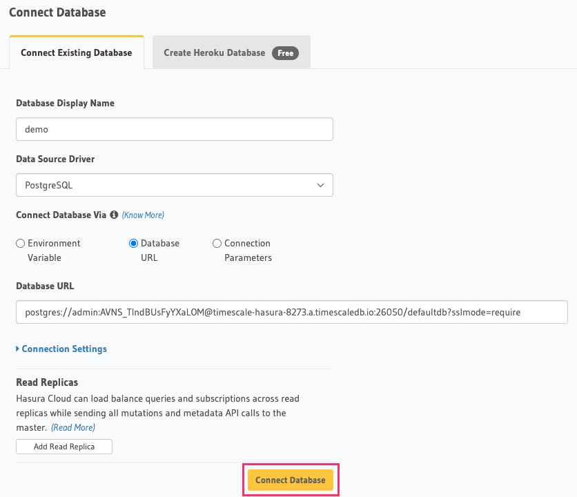 Database setup