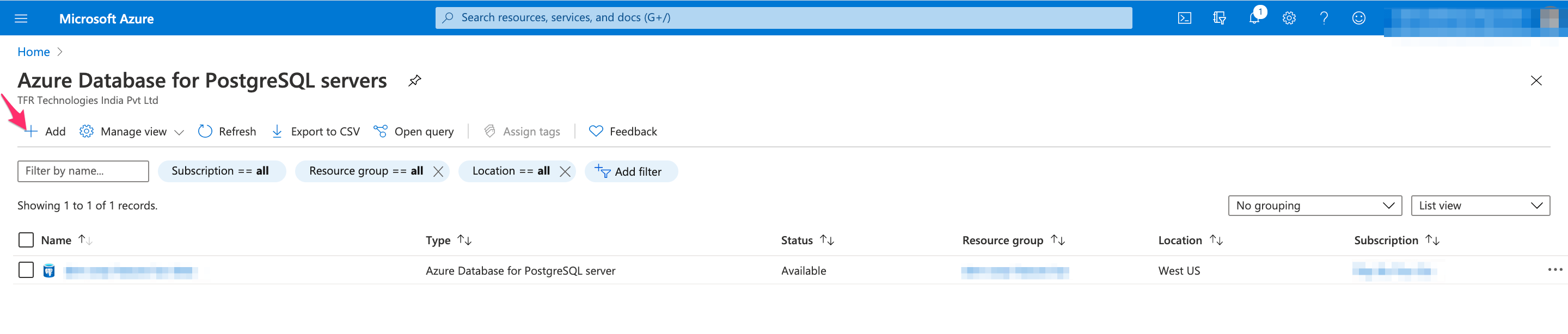 Add Postgres database on Azure