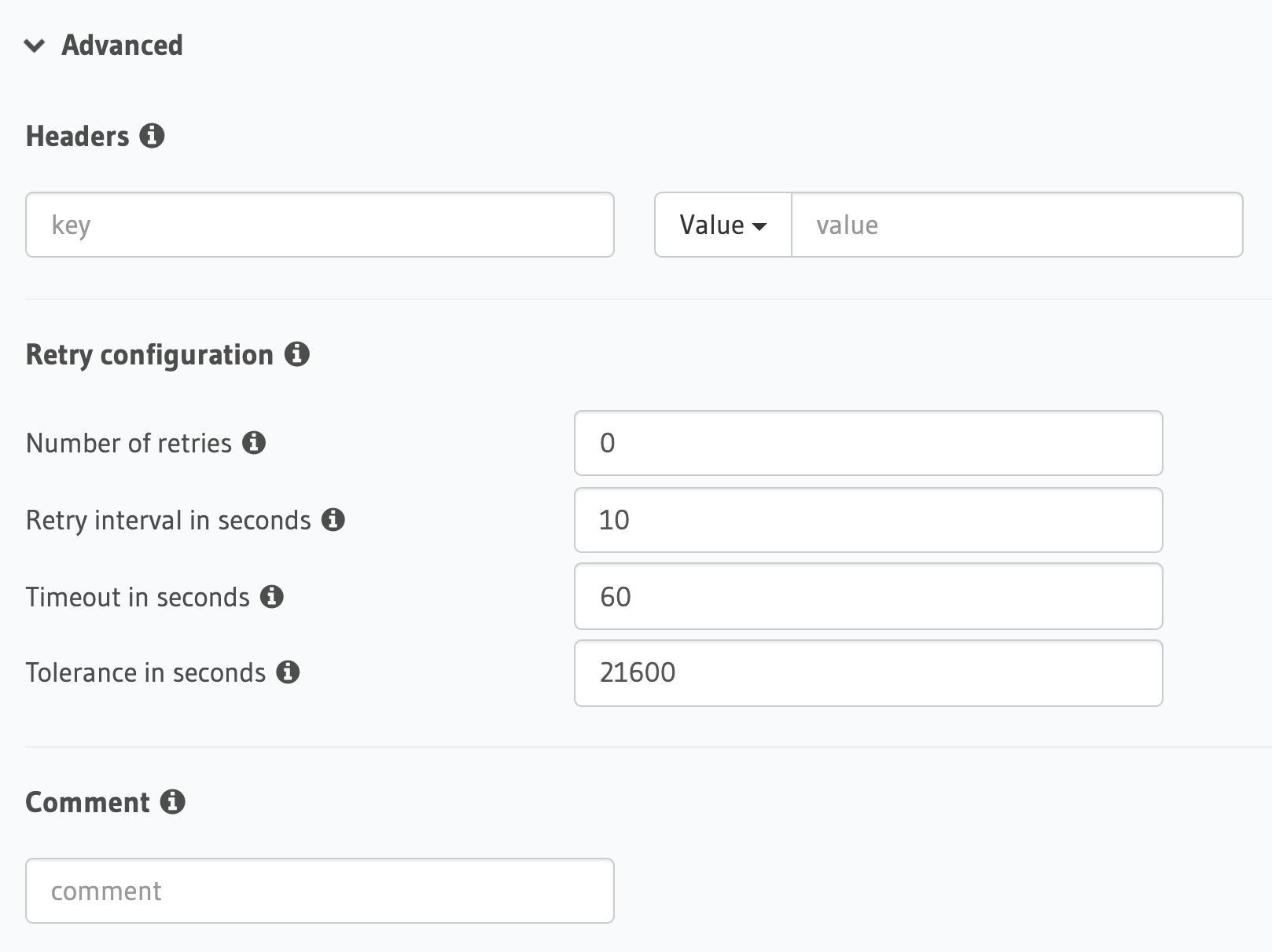 Defining advanced options for a scheduled event