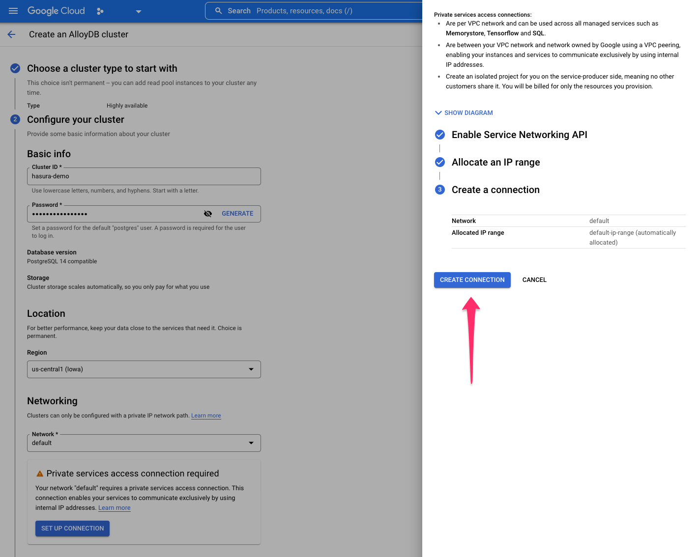 AlloyDB allocate IP