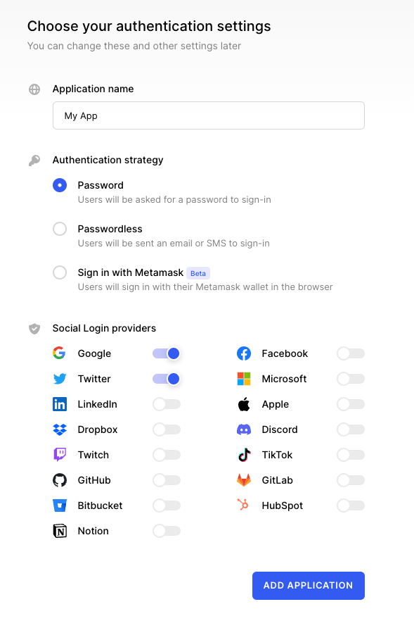 Create a Clerk application