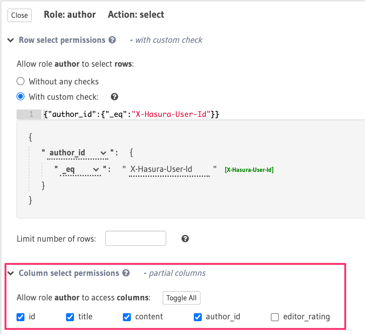 Column level permissions