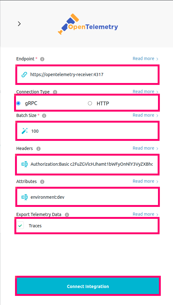 Configure OpenTelemetry Integration