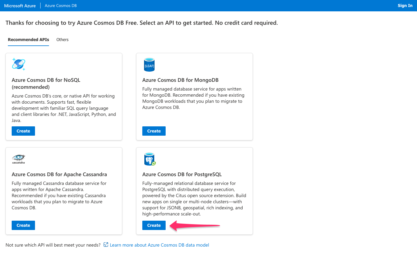 Create Azure Cosmos