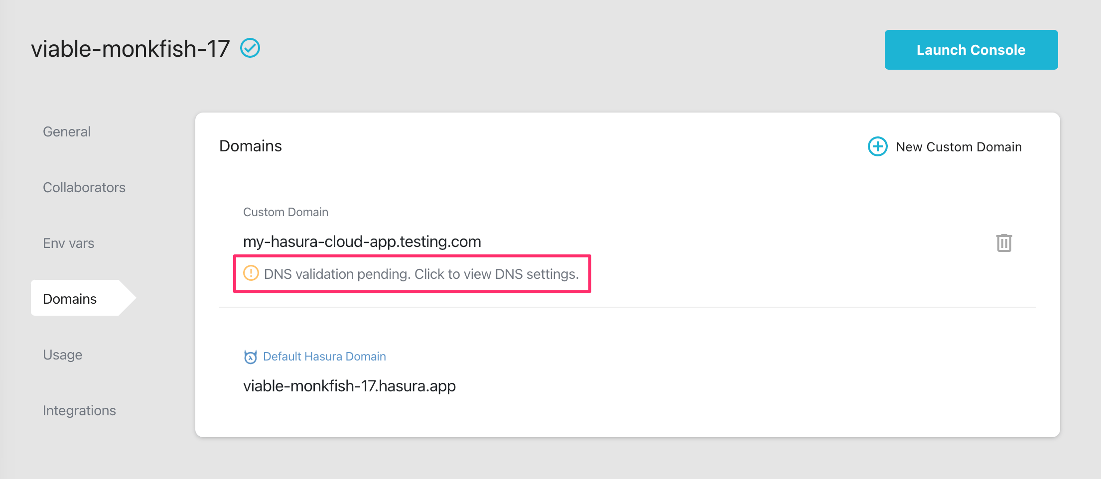 DNS validation pending