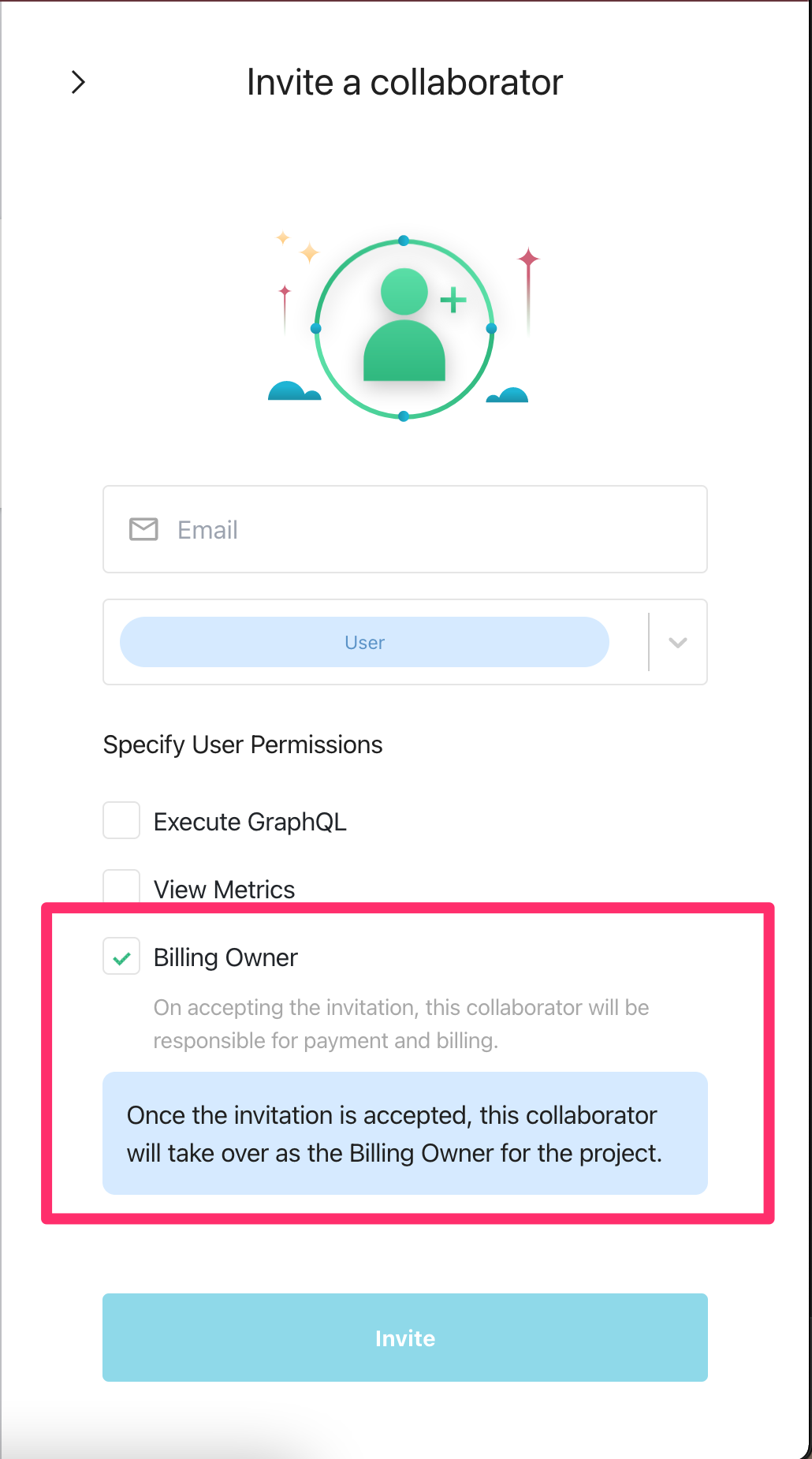 User Collaborator with Billing Owner Privilege