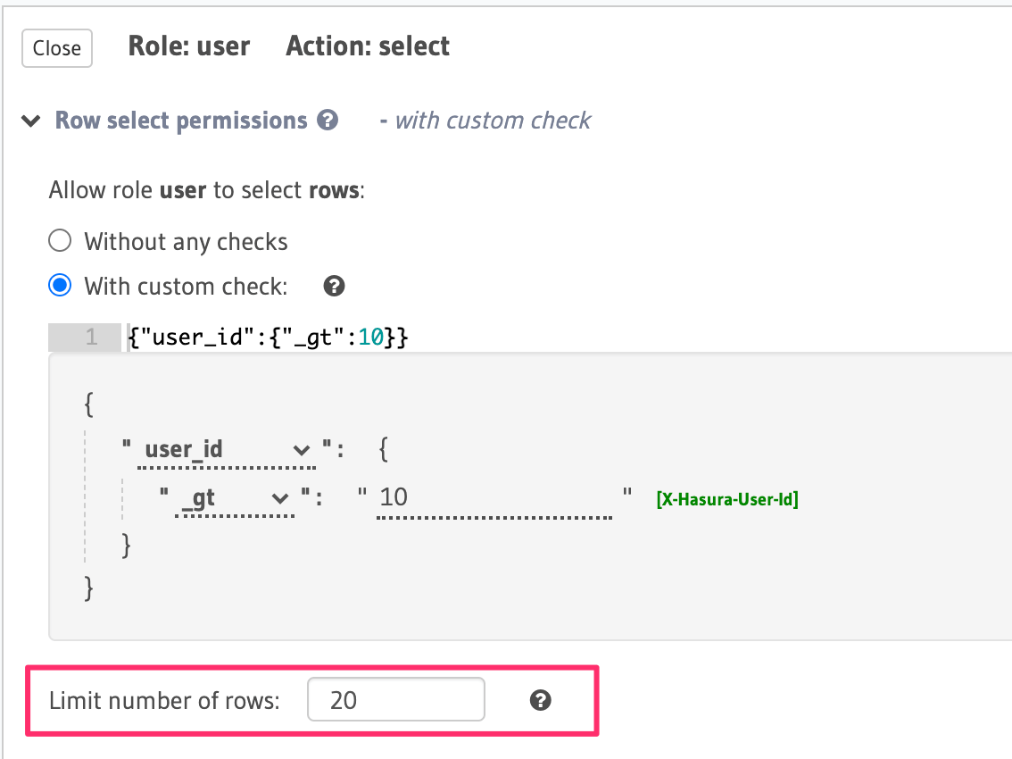 Row fetch limit