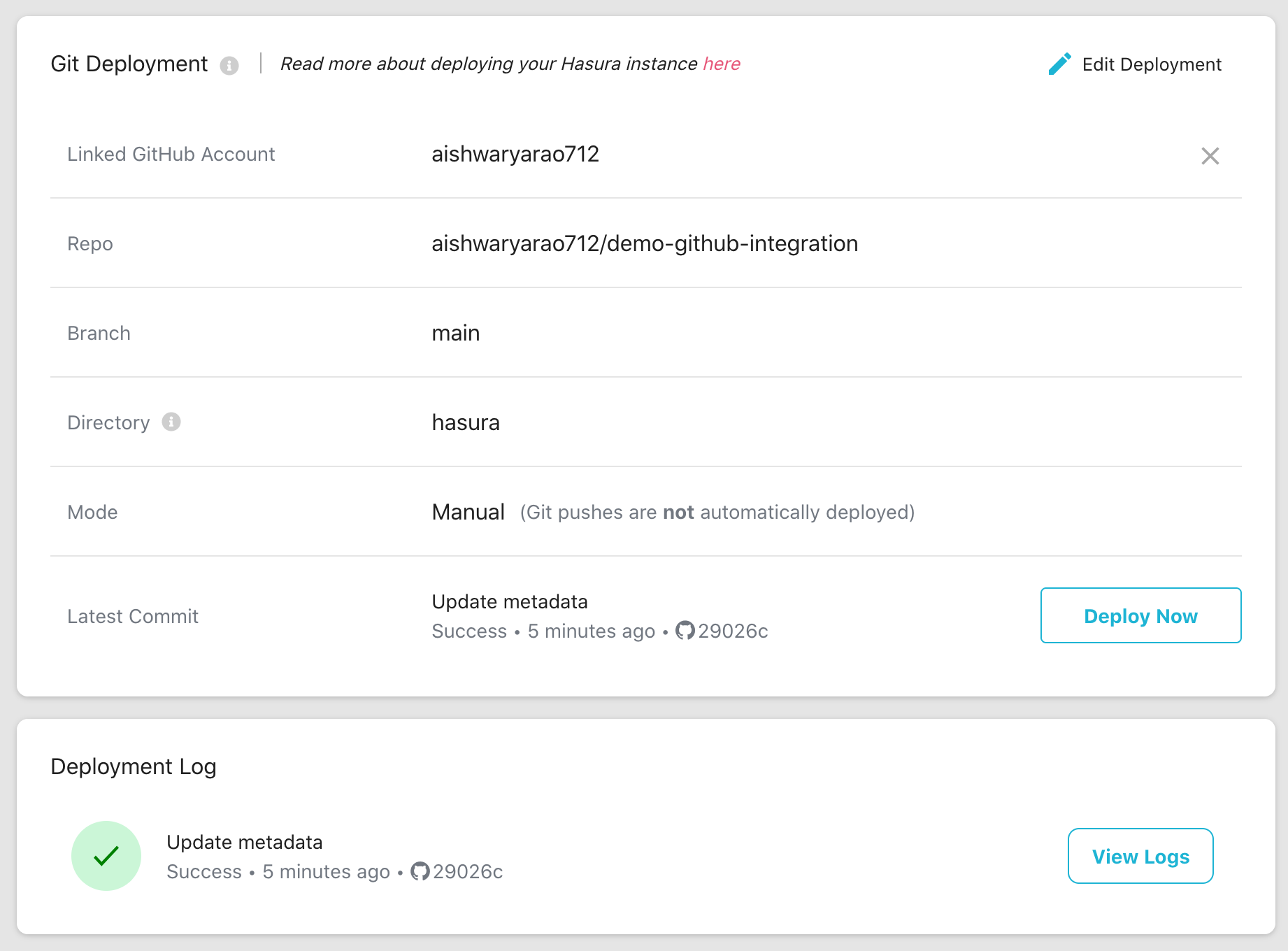 Manual GitHub deployment