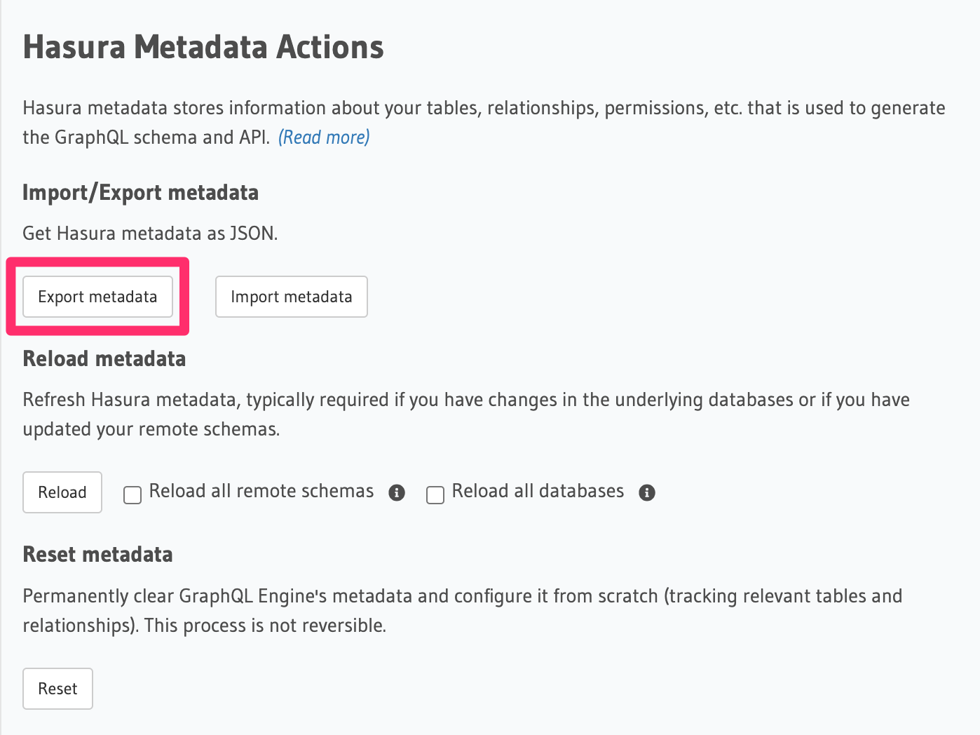 Export metadata