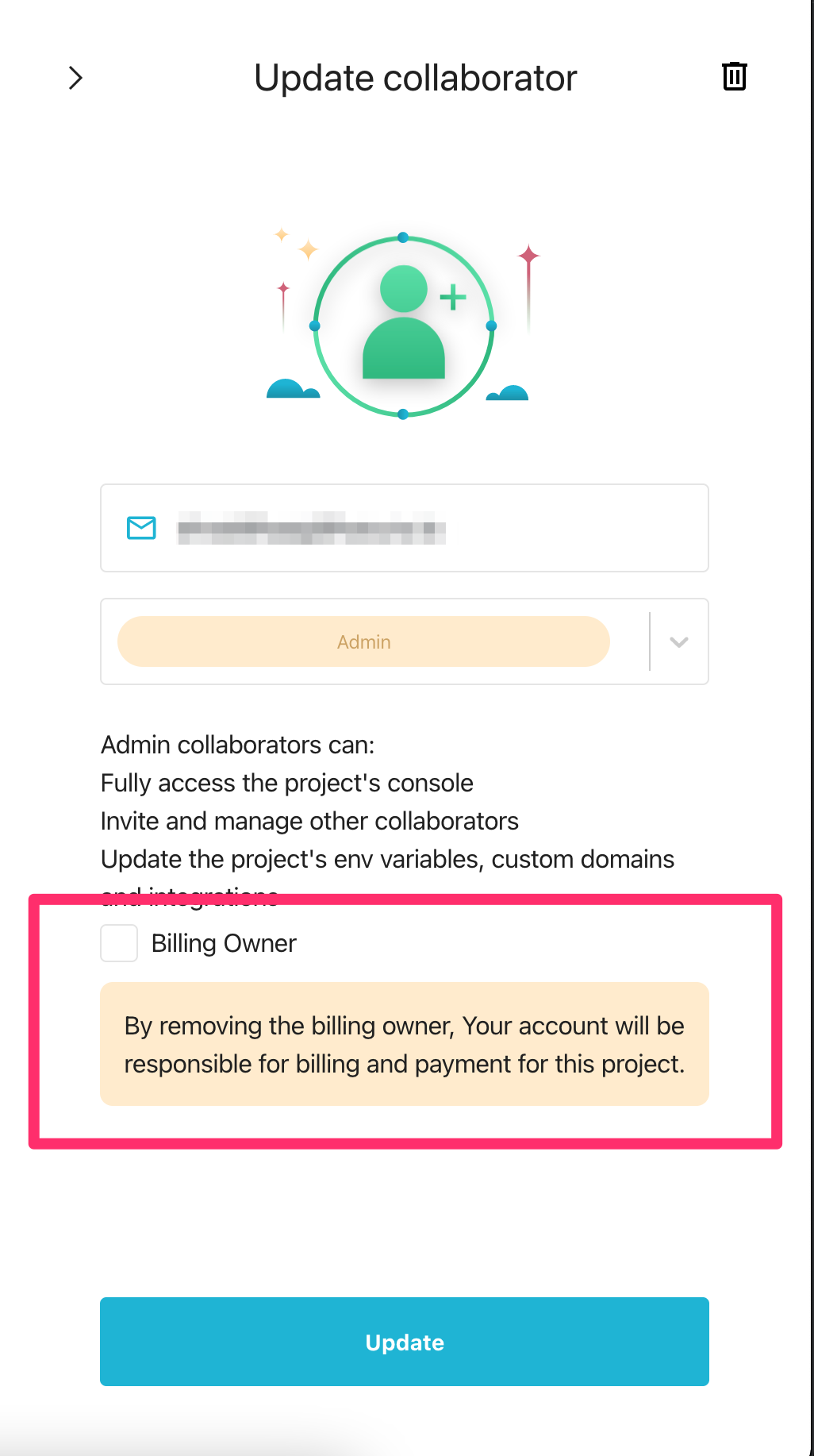 Remove billing owner privilege