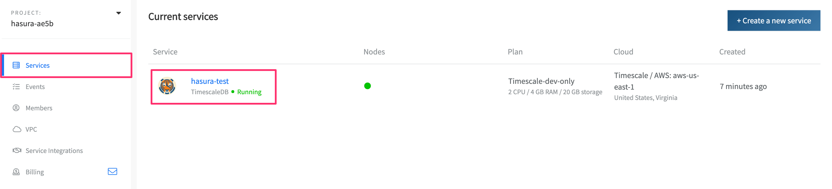 Select DB on Timescale